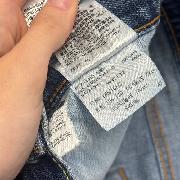 Levis 505 Red Tab Blue Mens 42x31 Regular Fit Straight Leg Mid Wash Denim Jeans - Picture 6 of 14